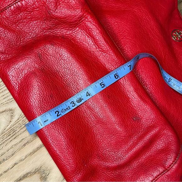 Tory Burch Michelle Tote Large Cherry Red Shoulder Bag Purse - Picture 14 of 15